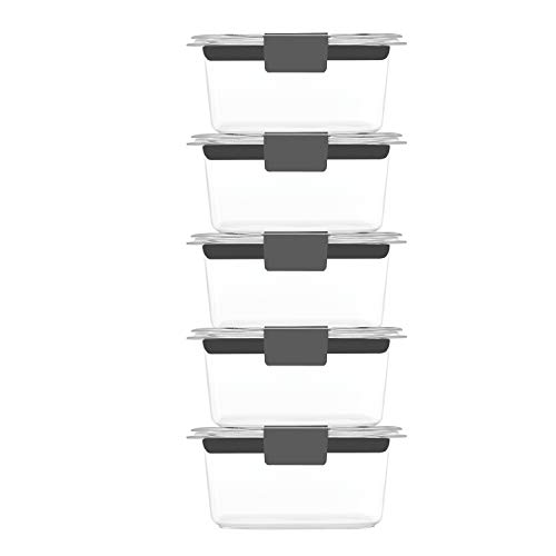 Rubbermaid 10-Piece Brilliance Food Storage Containers with Lids for Lunch, Meal Prep, and Leftovers, Dishwasher Safe, 1.3-Cup, Clear/Grey by Rubbermaid - Image 2