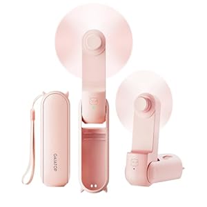 Gaiatop – Ventilador de mano portátil, plegable, mini ventilador con batería USB recargable de 2,000 mAh, ventilador de viaje, para niñas, mujeres, para exteriores, rosa