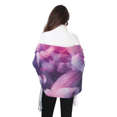 VIGTRO Women Shawl Pashmina Wraps for Evening Dress Teal Pink Smoke Print, Abstract Art Soft Winter Warm Scarf with Tassels2