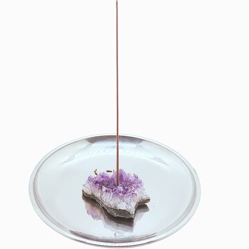 Newwe Amythestyst Crystals Incense Holder For Sticks, Healing Crystal Stone Incense Burner Stainless Steel Ash Catcher For Yoga, Meditation & Home Decor #TOP3