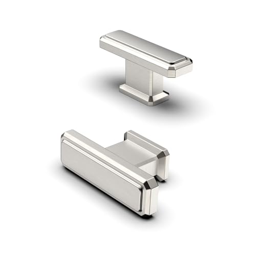 FURNIWARE Lot de 10 boutons de meubles en nickel brossé - Poignées d'armoire en T argentées -...