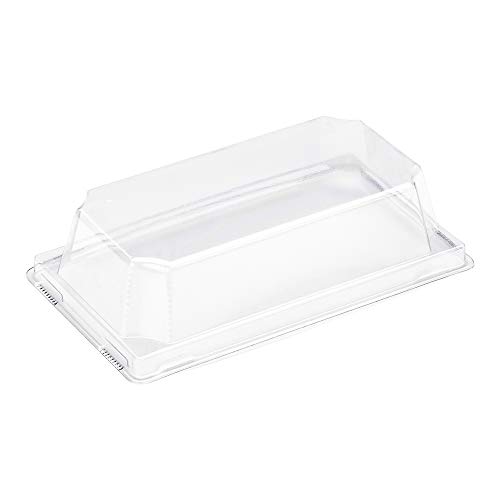 Restaurantware-LIDS ONLY: Matsuri Vision 5.3 x 3 x 1.6 Inch Lids For Small Tetra Containers, 100 Airtight Lids - Containers Sold Separately, Raised Design, Clear Plastic Lids, For Sushi Boxes