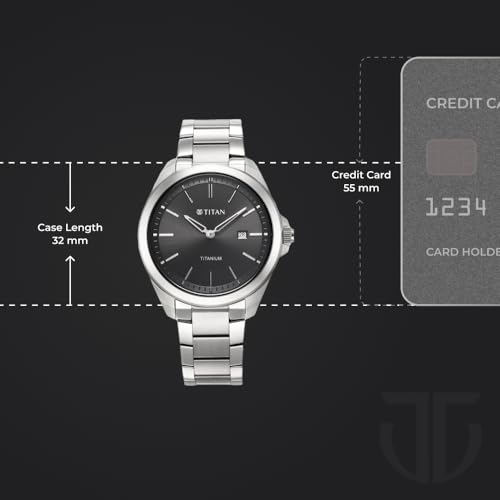 Image of Titan Titanium Quartz Analog Black Dial Titanium Strap Watch for Men-90177TM03