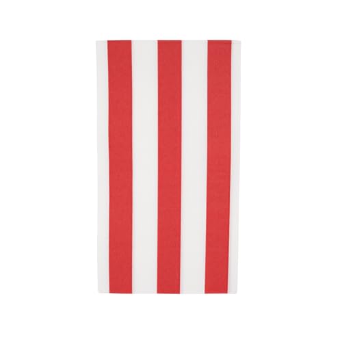 Image of Bonjour Fete Red Cabana Stripe Paper Guest Towels | Disposable, 3-Ply Napkins | Premium Party Supplies & Decorations | Holidays, Kids Themed Birthday Parties | Pack of 20, 4.25 inch x 7.75 inch