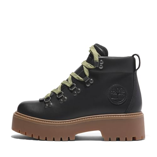 Timberland Timberland Women's Stone Street Mid Lace Up Platform Hiker Boot, Black Full Grain, 6 Wide