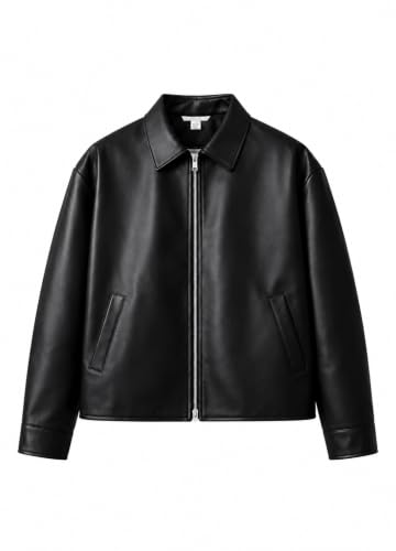 Image of YOONIKK Mens Trending Vegan Leather jacket Zip-Up with Collar