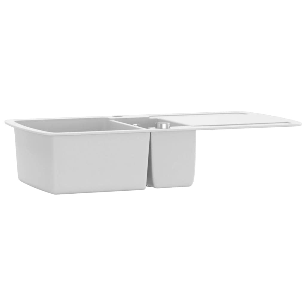 Ferretería, fontanería, accesorios de fontanería, fregaderos, fregaderos de cocina y de utilidad, fregadero de cocina de granito, lavabos dobles, color blanco