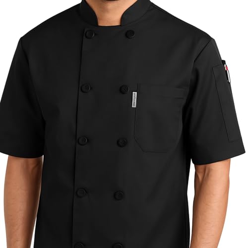 Image of uniformer Half Sleeves Chef Coat for Men | Double-Breasted Chef Coat With Reversible Closure | Comfortable & Stylish | Easy Care & Breathable | Ideal for Chefs, Cooks, and Kitchen Staff