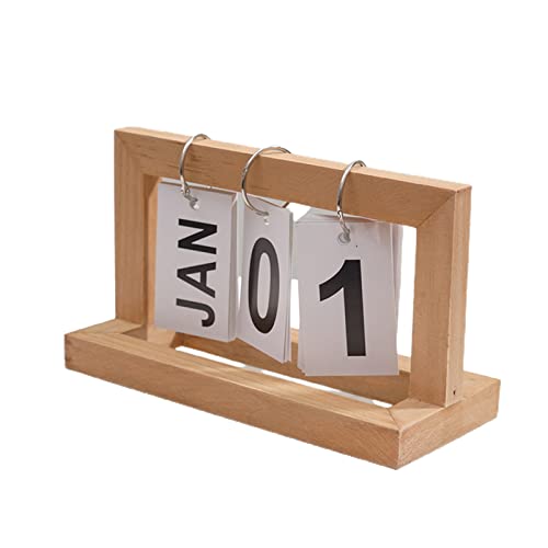 Haibinsuo Bois Page Calendrier Home Calendrier Home Knick-Knacks Calendrier d'étude Calendrier de Workmanship Bois Portable Portable Table Planificateur Couleur de bois Carré Cover