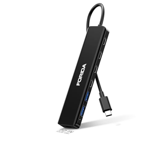 Hub USB C de 7 puertos para laptop con extensor USB 3.2 de alta velocidad y carga de paso