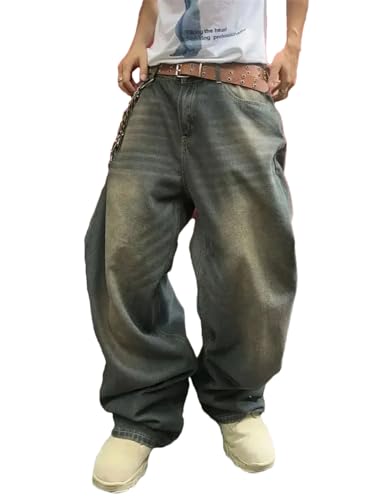 Men's American Casual Loose Straight Comfortable to Wash Solid Jeans