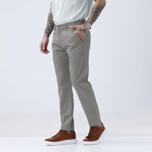 Image of BASICS Premium Cotton Stretch Formal Trousers for Men | Office Pants