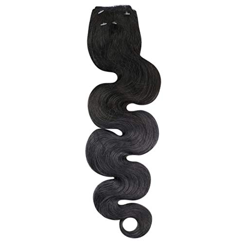 Hair Extensions Wire Loop in Human Hair 20inch Invisible Wire Human Hair Wire Loop Extensions Body Wave Balayage Black to Silver 100Gram Per Package Remy Human Hair Transparent Fish Wire