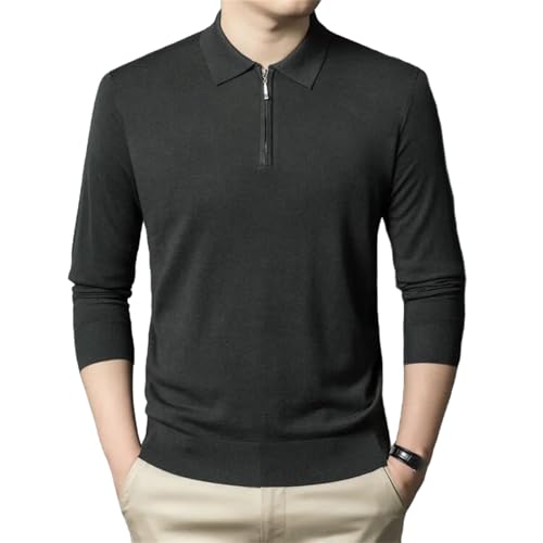 Men Sweater Jumpers Long Sleeve Zippers Turn-Down Collar Cashmere Silk Pullovers