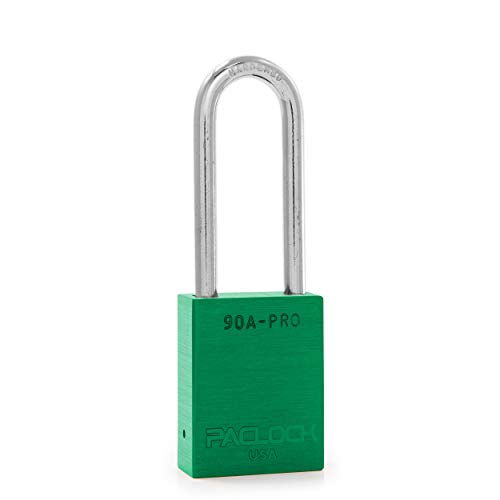 Image of PACLOCK's 90A-PRO Padlock, 1 /4 inch Diameter Hard. Steel Shackle, 2-1 /2 inch Tall, High Performance 7-Pin Cylinder w / 1 Key, Keyed Differently, Green