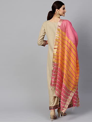 Image of INDO ERA Women's Pure Cotton Solid Straight Kurta Palazzo With Dupatta Set (CCCCC2277)