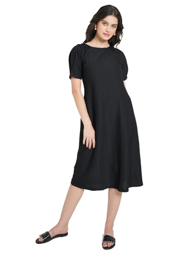Image of PURVAJA Women's A-Line Below Knee Length Dress (Yuvi-011-013)