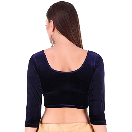 Image of Women's Solid Velvet Breathable 3 /4 Sleeve Round Neck Readymade Blouse (F K A 257111)