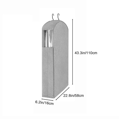 Zippered Garment Bags for Hanging Clothes with Clear Window - 39.3in Gray Closet Storage Solutions for Dresses, Suits, and Long Garments - Durable & Stylish2