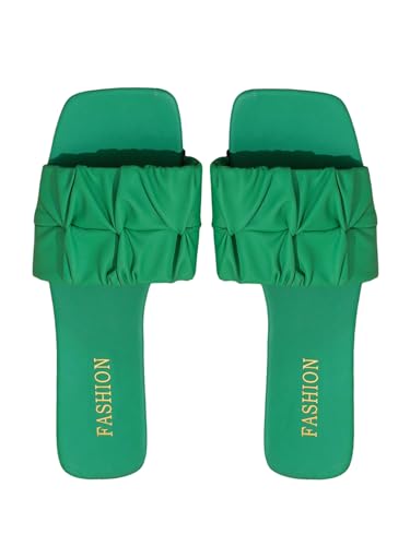 Image of GORGLITTER Women's Summer Cute Flat Sandals Dress Slide Sandals Square Toe Wedding Shoes Vacation Trendy Sandals 2026
