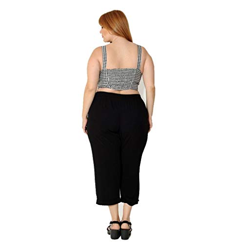 Calça Pantacourt Plus Size Lisa Preta
