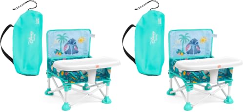 Image of Bright Starts Disney Stitch Pop 'N Sit Portable Booster, Indoor /Outdoor Use, Floor Seat with Feeding Tray, Blue, 6 Mos - 3 Yrs (Pack of 2)