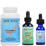 Good State Liquid Ionic Zinc Ultra Concentrate 2 Fluid Ounce Bottle + D3 1 Fluid Ounce + Vitamin Immunity Bundle