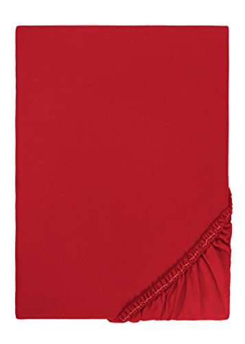biberna Feinbiber Spannbetttuch 90x200-100x200 cm rot | 100% Baumwolle Flanell | Spannbettlaken Biber für Einzelbetten | Made in Germany | weich & mit Rundumgummizug | Modell 0002744