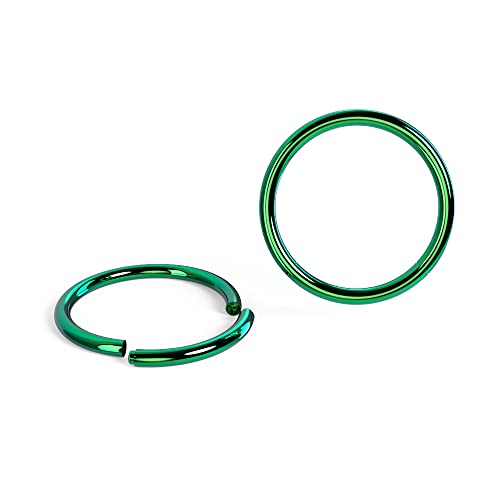 Curved Barbells 10Mm - 14G(1.6Mm) Green Anodised Grade 23 Solid Titanium Segment Rings. #TOP1