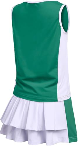 Image of Zaclotre Girls Tennis Dress with Pockets Sleeveless Tank Top and Skirt Sets | 2 Piece Set, Sleeveless, with Shorts, Double Layers Pleated Back, Perfect for Athletic Tennis Golf 3-14 Years