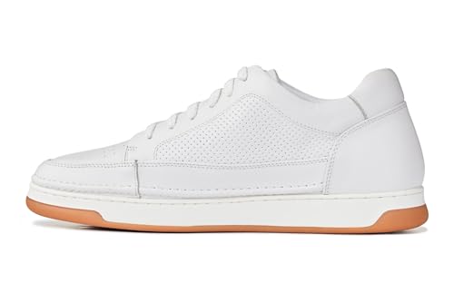 CALTO Men's Invisible Height Increasing Elevator Shoes - White/Off-White & Gum Sole Premium Leather Leather Lace-up Fashion Sneakers - 2.6 Inches Taller - Y7932 - Size 9 D(M) US3