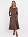 ANRABESS Womens Long Sleeve Midi Dress 2025 Fall Rib Knit Crew Neck A Line Soft Flowy Swing Dresses with Pocket Casual Trendy Dark Brown Large
