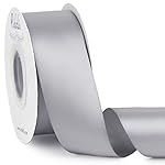 Ribbli Silver Double Faced Satin Ribbon,1-1/2 x Continuous 25 Yards,Use for Bows Bouquet,Gift Wrapping,Wedding,Floral Arrangement