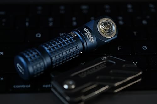 Image of Manker E03H III Rechargeable Headlamp Pocket Mini Flashlight with Clip - 90 Degree EDC Right Angle Flashlight with Headband and Magnet Tail (4000K High CRI 519A, Blue)