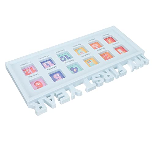 SUPVOX 12 Growth Picture Frame Scrapbook Name First Newborn Photo Frame Nursery Milestone Picture Frame Items Boy Scan Girl Plastic Blue