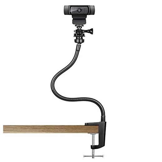 Pipishell Webcam Stand - Enhanced Flexible Desk Mount with Jaws Clamp Clip Gooseneck Webcam Holder for Logitech Webcam C930e,C930,C920, C922x,C922, Brio 4K, C925e,C615, GoPro Hero 8/7/6/5, 15 Inch