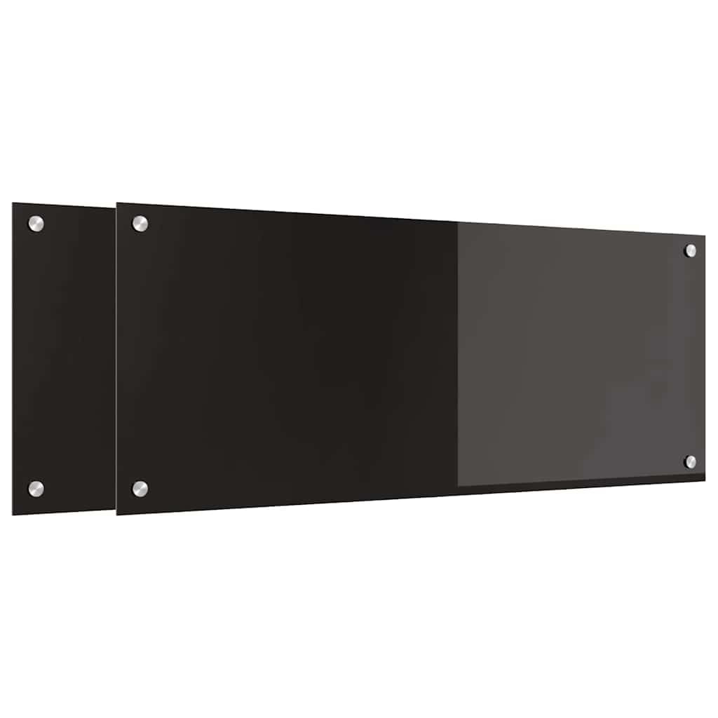 Solivagant Küchenrückwand 2 pcs Schwarz 100 x 40 cm Gehärtetes Glas, Küche Esszimmer,Küchenhelfer -utensilien, 17.8 kg-3415551