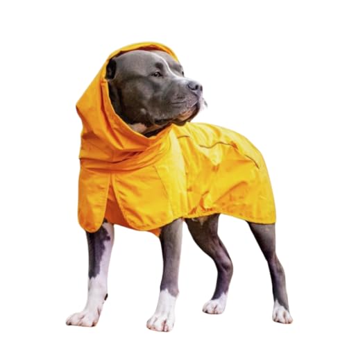 Spark Paws Hunderegenmantel, wasserdichte Winddichte Regenjacke, für kleine, mittlere, große und extra große Hunde, reflektierend, atmungsaktiv, mit vollständigem Körperschutz - Mustard Yellow - 2XL