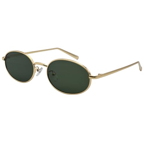 Image of Retro Oval Sunglasses for Women Men Trendy Gold Sun Glasses Vintage Metal Frame Shades