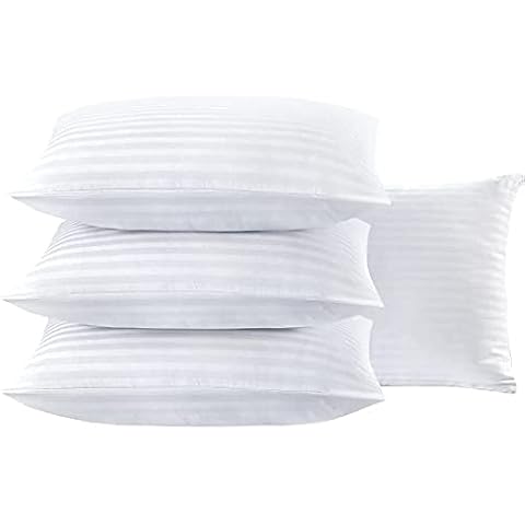 King Satin Stripe Pillow Protectors Zippered Pillowcases Covers White Sky-Blue Hypoallergenic - Dust Mite Protection - 250 Thread Count Hotel Quality 50% Cotton 50% Mixed 2pcs Pack (White Strip Plain) Cover