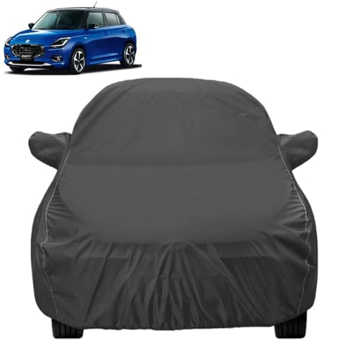 Image of Auto Hub Car Cover Compatible with Maruti Swift (Model : 2024-Till Date) with Mirror Pocket, Water Resistant, Triple Stitched, Swift 24 Car Cover- Grey
