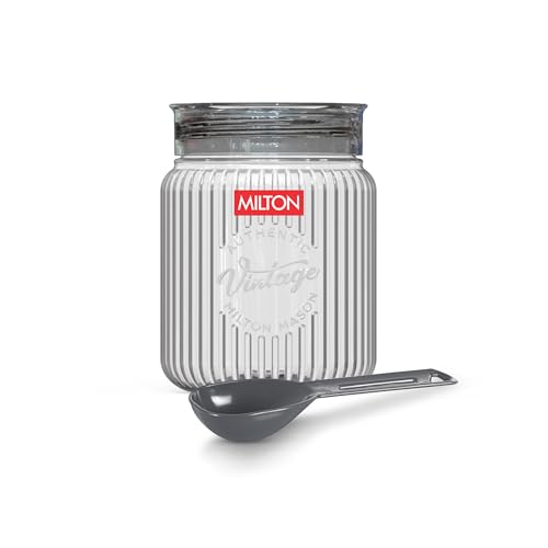 Image of MILTON Olive 750 Airtight Food Grade Modular Plastic Container | BPA Free, Stackable & Transparent | Wide Mouth with See-Through Lid | Ideal for Cereals, Pulses, Spices, Set of 3, 750 ml each, Grey