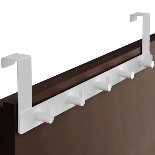 Menz Türgarderobe zum Einhängen Weiß Edelstahl Tür-Garderobe mit Türhaken in klassischer Ausführung stabile Türhakenleiste für das Einhängen funktionale Kleiderhaken an der Tür