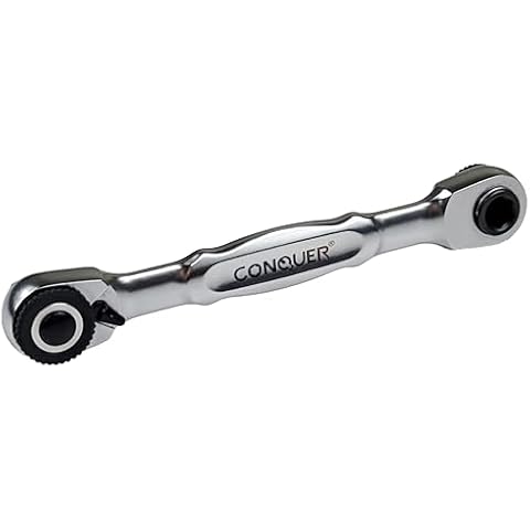 CONQUER Mini Combo Dual Ratchet Socket with 1/4" Square Drive and Bit Drive High Torque 72-Tooth Gear Head and Spin Disk Cover