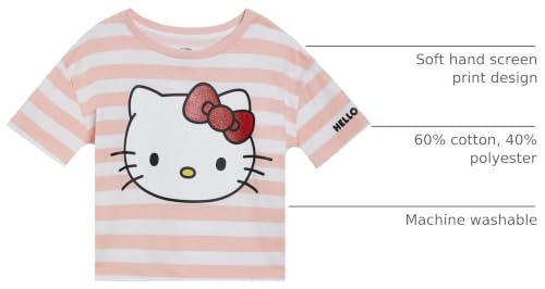 Image of Hello Kitty Girls' Glitter Short Sleeve T-Shirt Little Kid to Big Kid