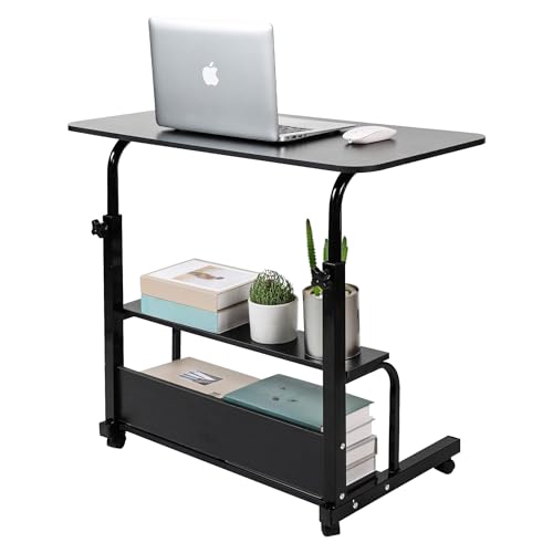 Small Desk for Laptop Small Space Portable Table Living Room Sofa Bedroom Bedside with Storage Home Office Adjustable Height Desk Removable Home Office Table Furniture Size 32 * 16 Inche Black D