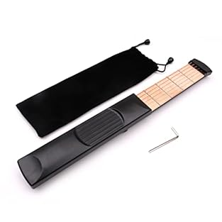 【Durable】Made of high quality plastic and wooden material, this pocket guitar is eco-friendly and harmless, sturdy and durable to use. 【Easy to use】Sliding to unlock. Sturdy and beautiful wood, the real string, so you don't think it's just a practice...