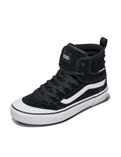 Vans Women's Ashwood Hi Decon Shoe | High Top Fashion Sneakers with Padded Ankle Support, Suede/Canvas Black/White, 8