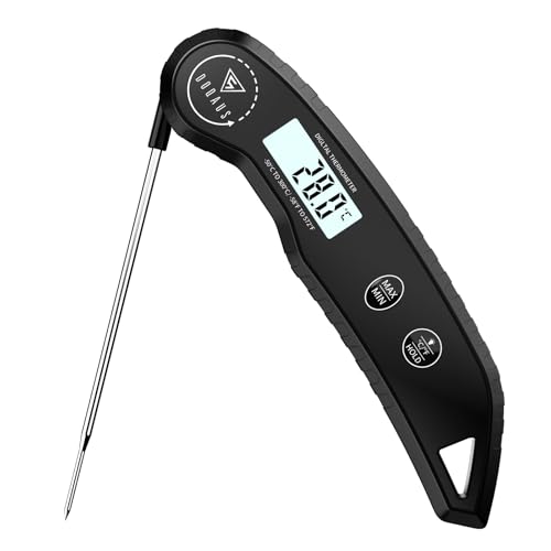 DOQAUS Meat Thermometers 3S Instant Read Food Thermometer with 0.5 Precision Backlit LCD 12cm Stainless Food Probe Auto On/Off Meat Thermometer Probe for Cooking Baking BBQ Water Oil Black