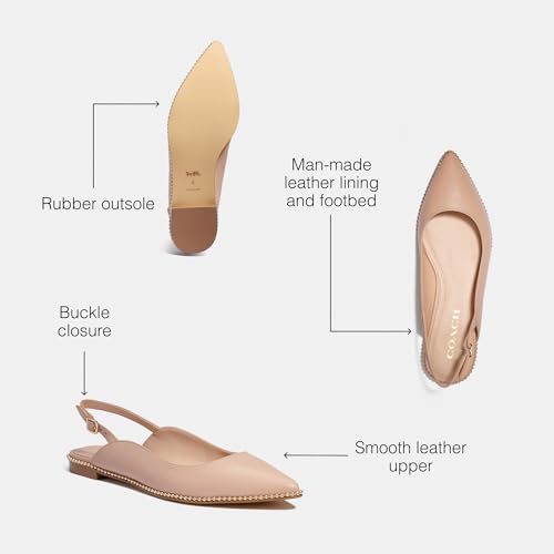 Coach Women's VAE Leather Skimmer Ballet Flat, Beechwood, 8.53